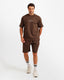 Stripe Detail Streetwear Shorts Set - Brown | ONZE Egypt