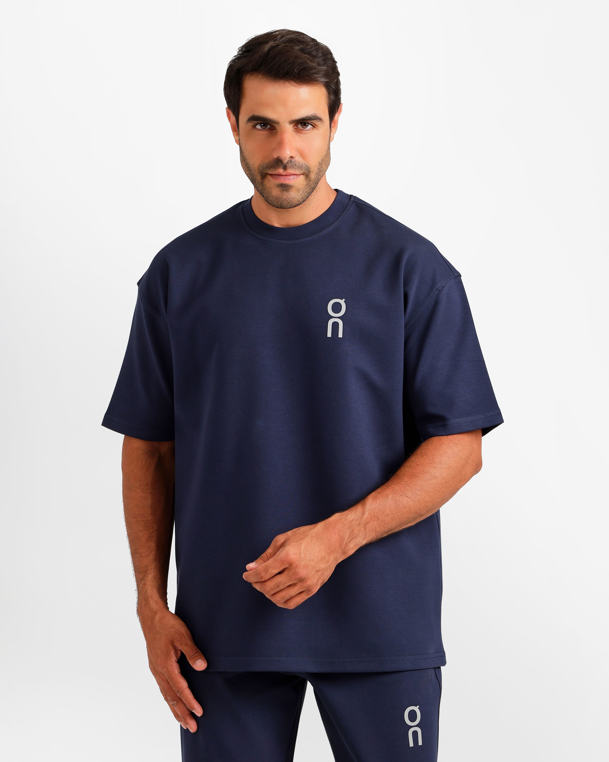 Vertical Graphic Streetwear Two-Piece Set - Dark Blue | ONZE Egypt