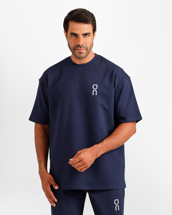 Vertical Graphic Streetwear Two-Piece Set - Dark Blue | ONZE Egypt