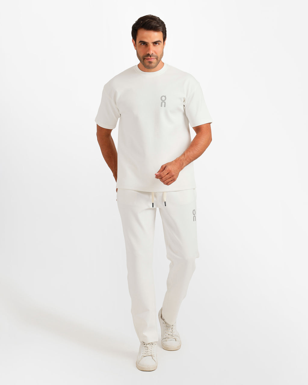 Vertical Graphic Streetwear Two-Piece Set - White | ONZE Egypt