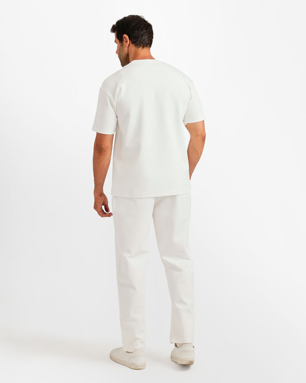 Vertical Graphic Streetwear Two-Piece Set - White | ONZE Egypt