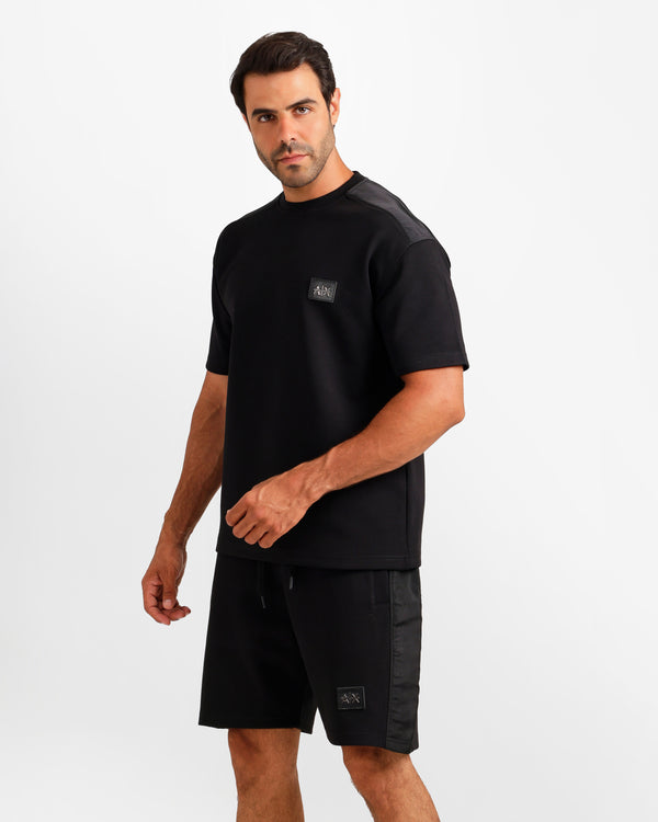 Sport Stripe Shorts Set - Black | ONZE Egypt