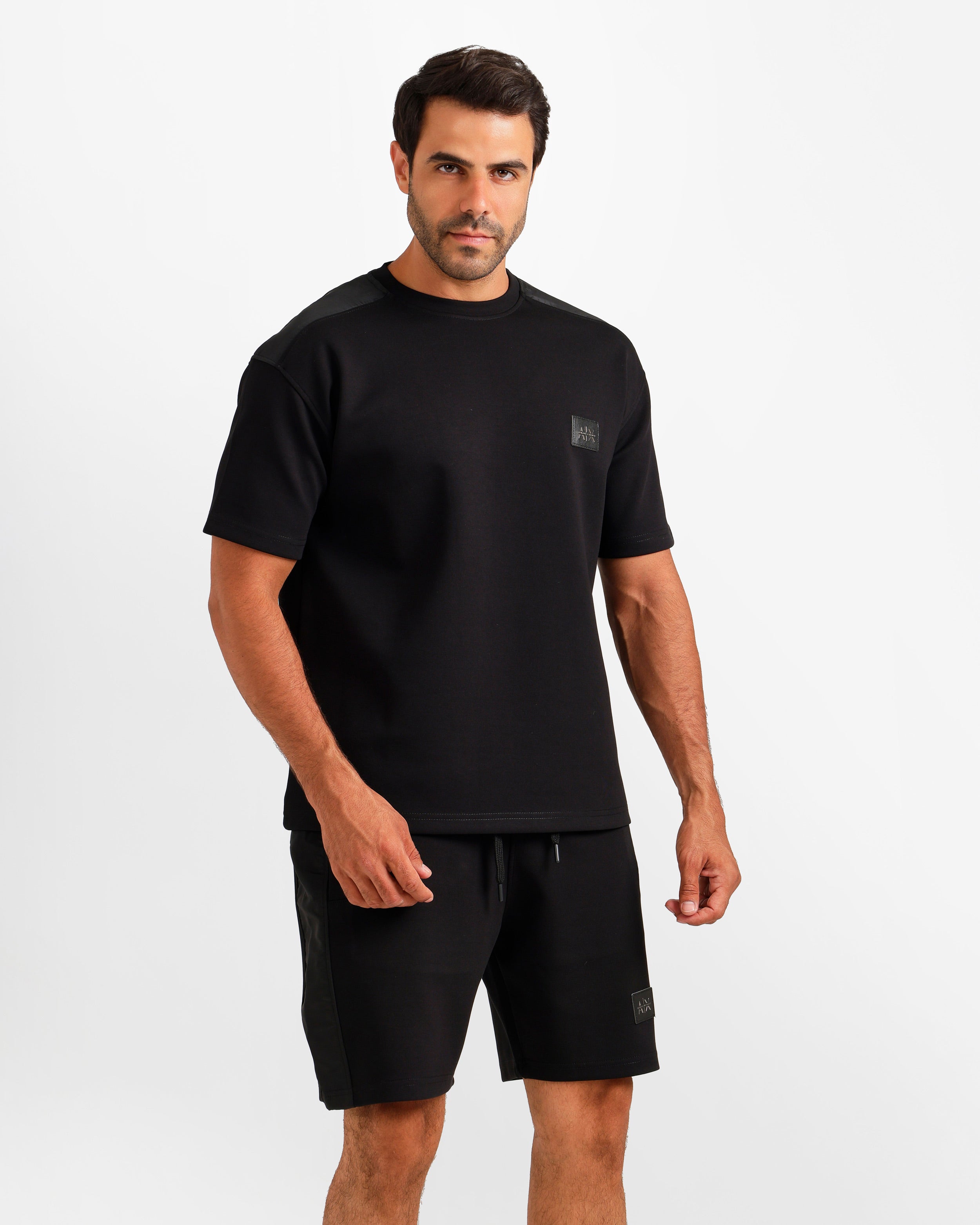 Sport Stripe Shorts Set - Black | ONZE Egypt