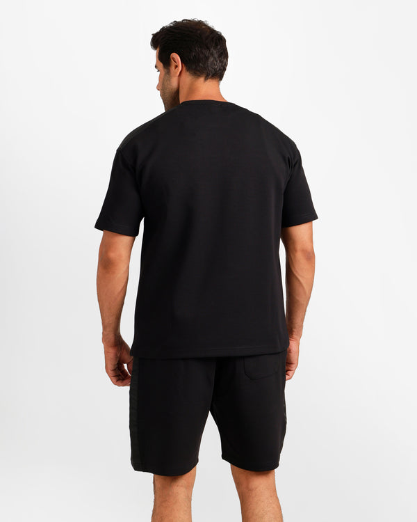 Sport Stripe Shorts Set - Black | ONZE Egypt