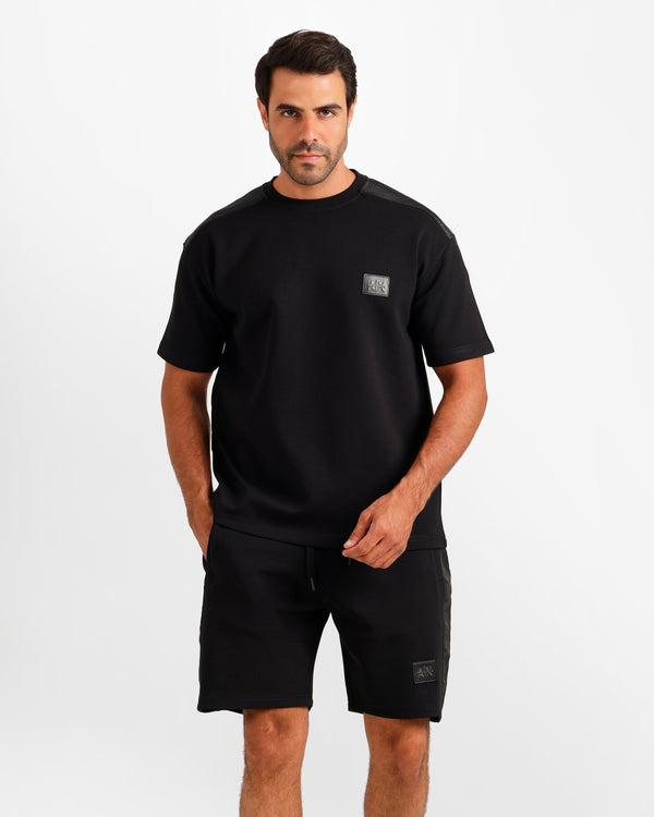 Sport Stripe Shorts Set - Black | ONZE Egypt