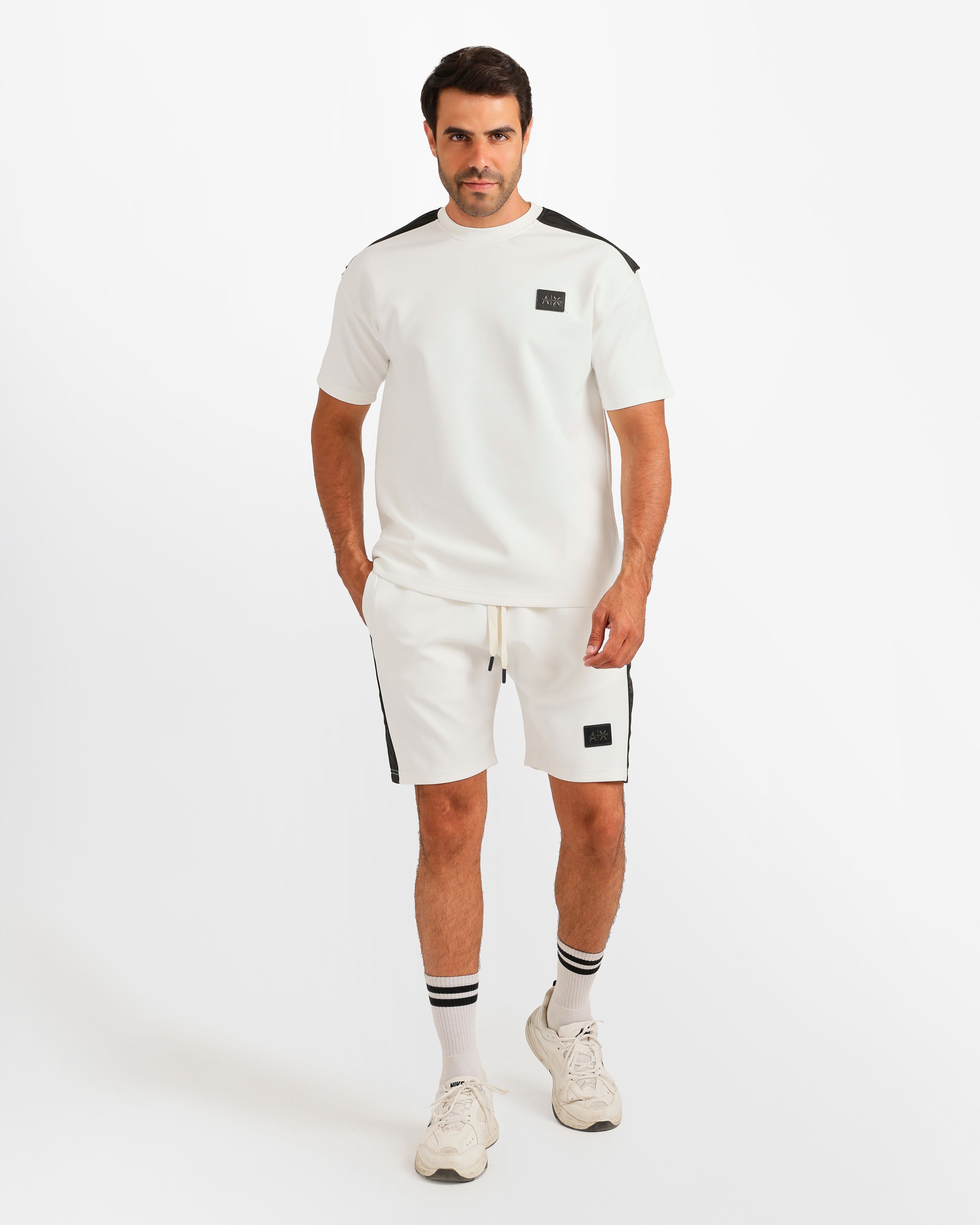 Sport Stripe Shorts Set - White | ONZE Egypt Main image