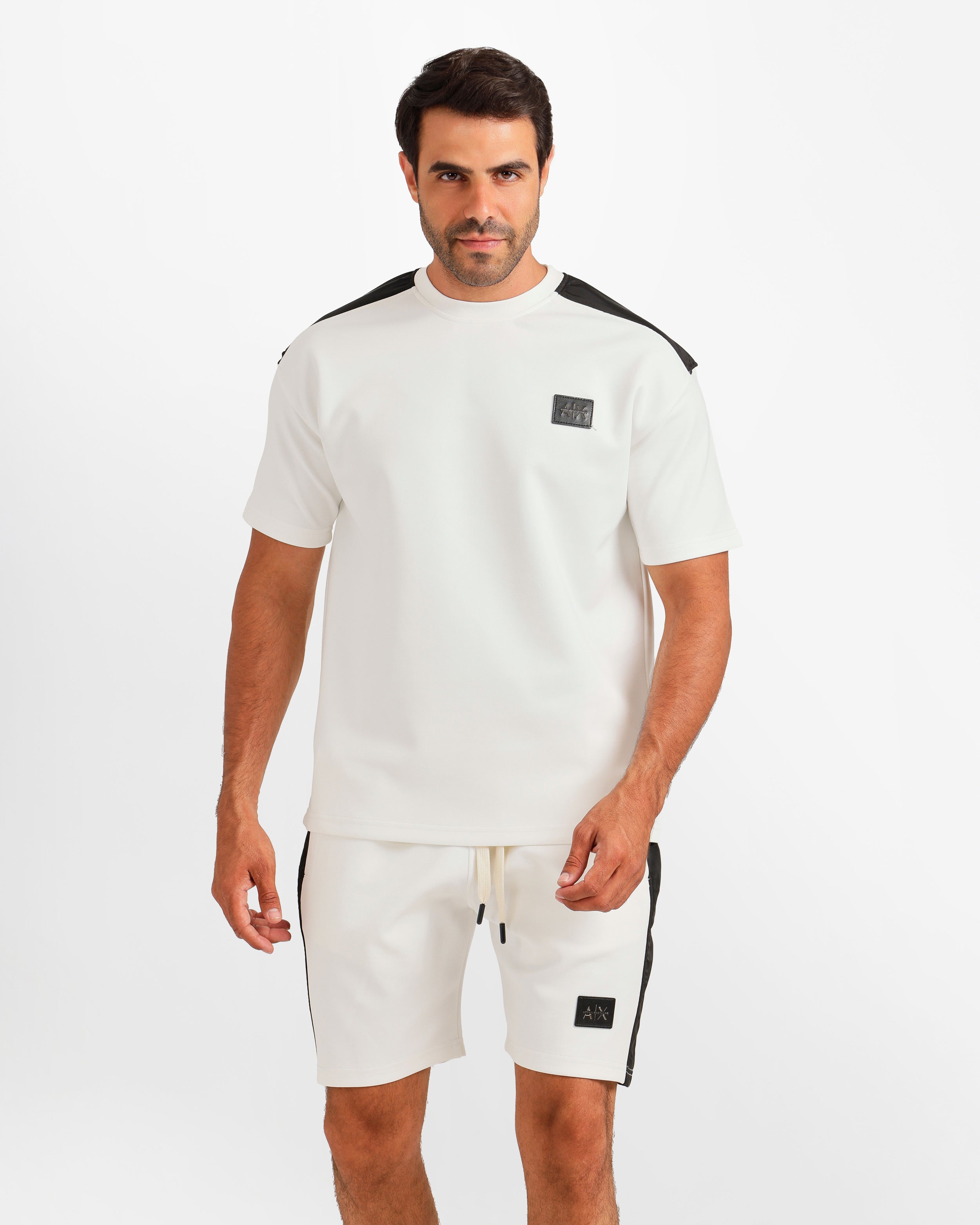 Sport Stripe Shorts Set - White | ONZE Egypt
