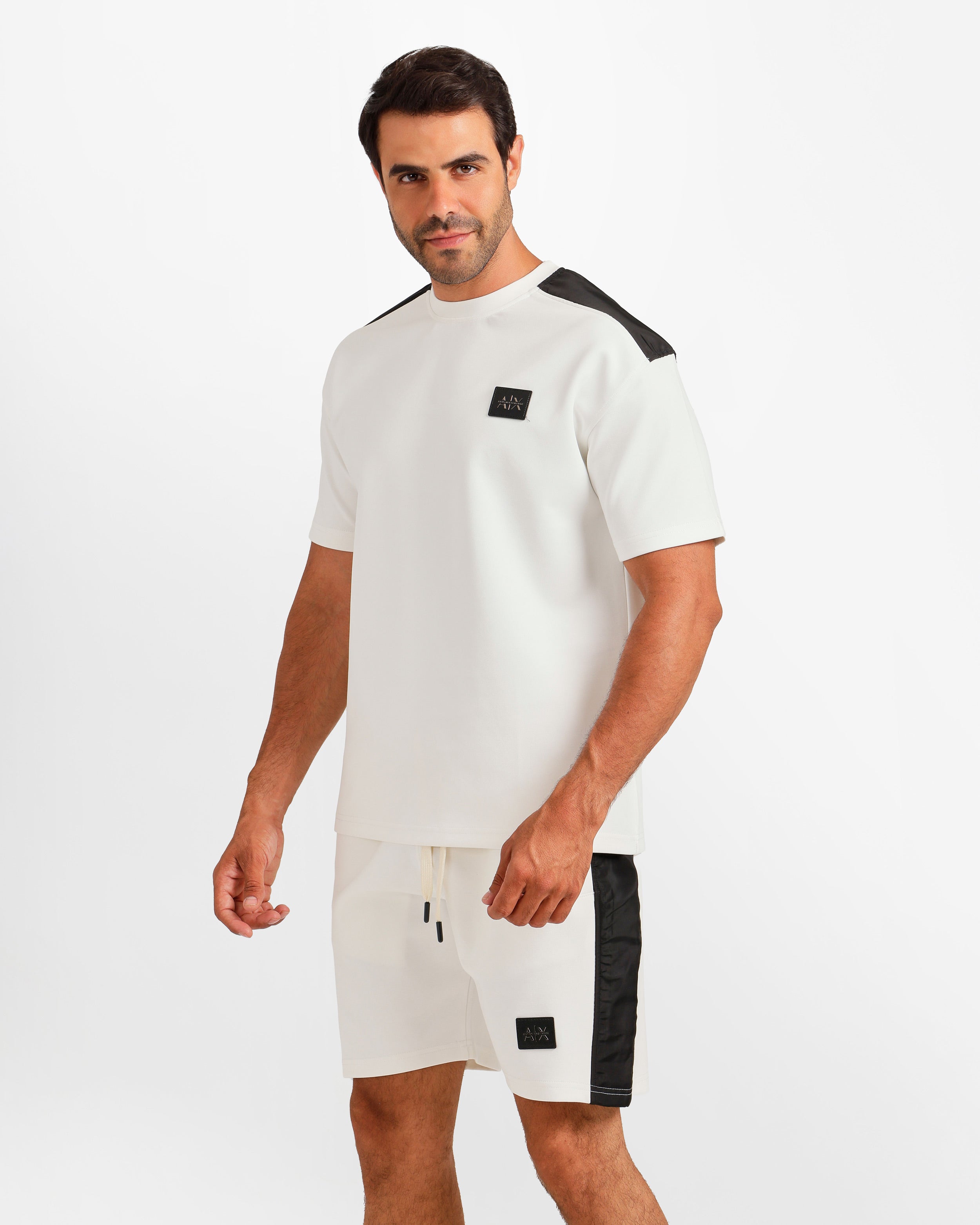 Sport Stripe Shorts Set - White | ONZE Egypt