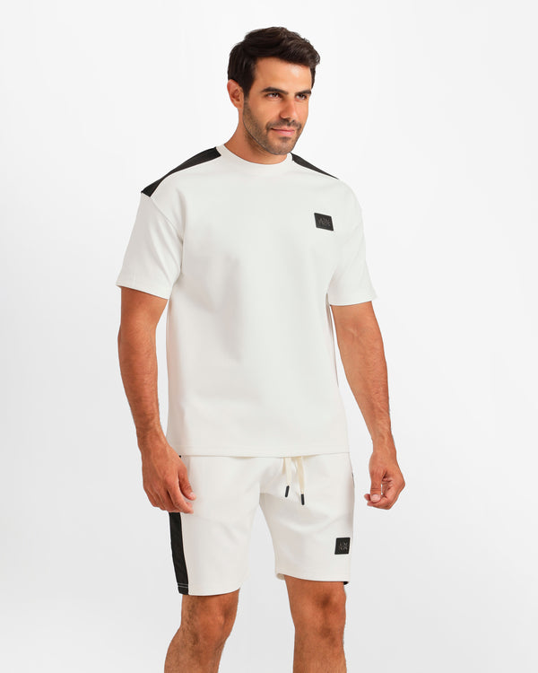 Sport Stripe Shorts Set - White | ONZE Egypt