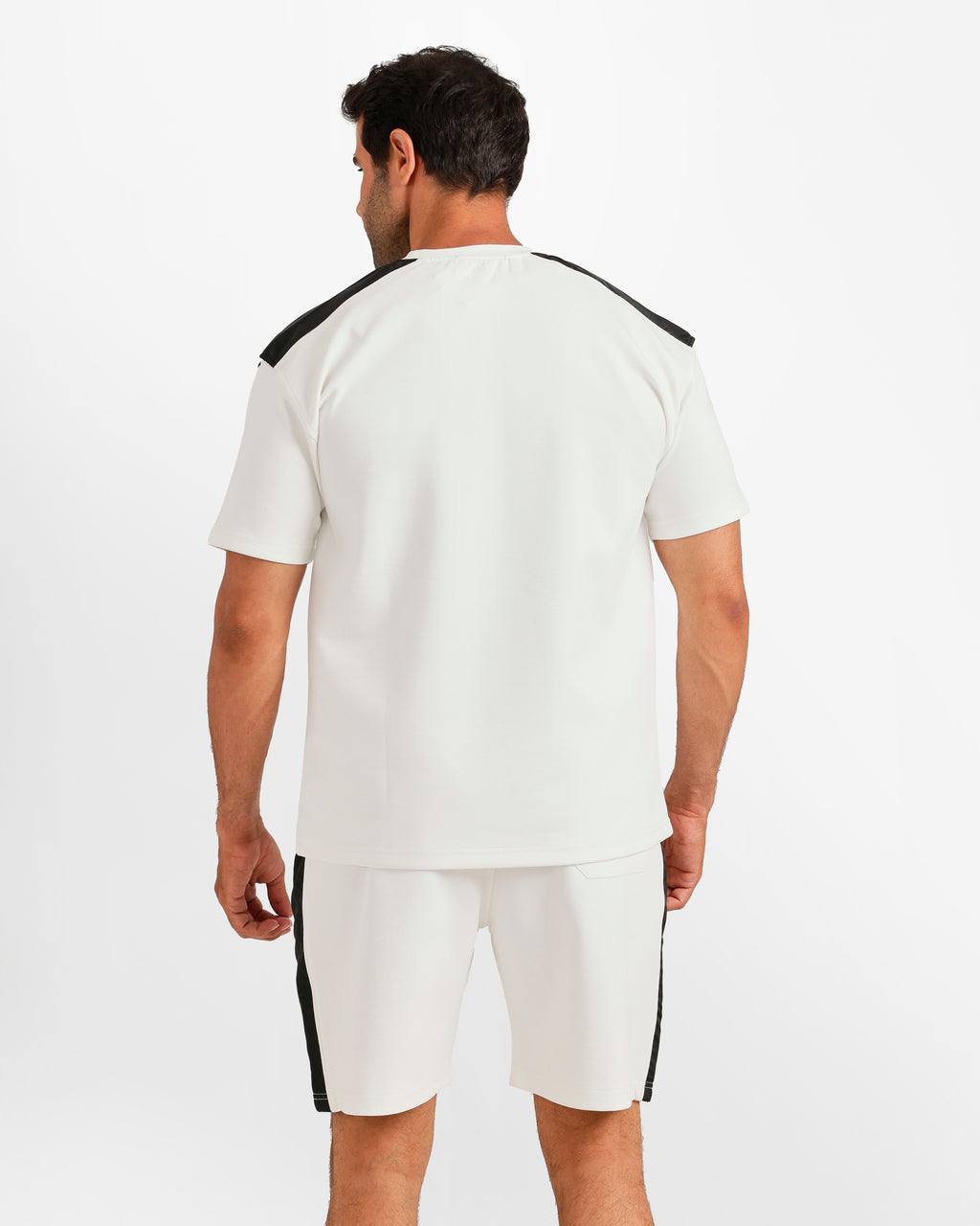 Sport Stripe Shorts Set - White | ONZE Egypt