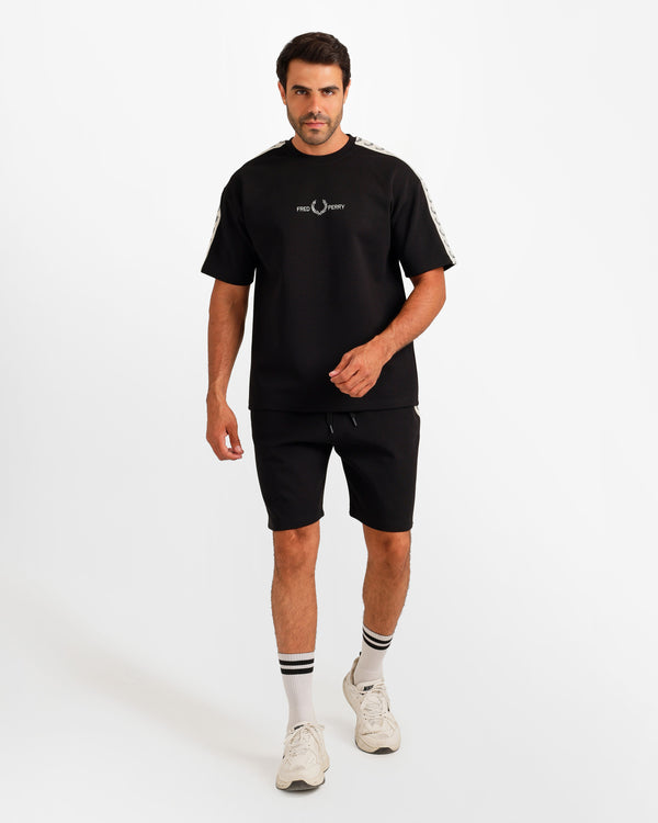 Stripe Detail Streetwear Shorts Set - Black | ONZE Egypt