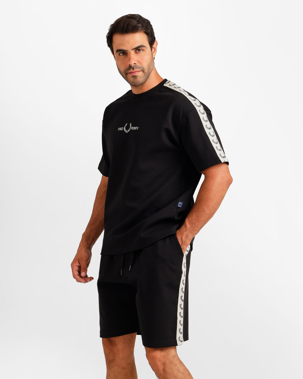 Stripe Detail Streetwear Shorts Set - Black | ONZE Egypt