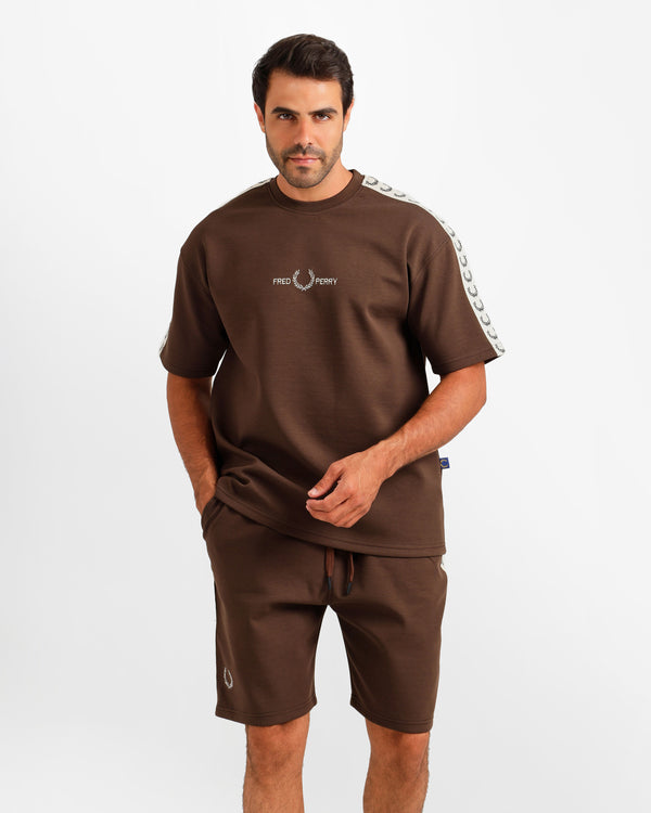 Stripe Detail Streetwear Shorts Set - Brown | ONZE Egypt
