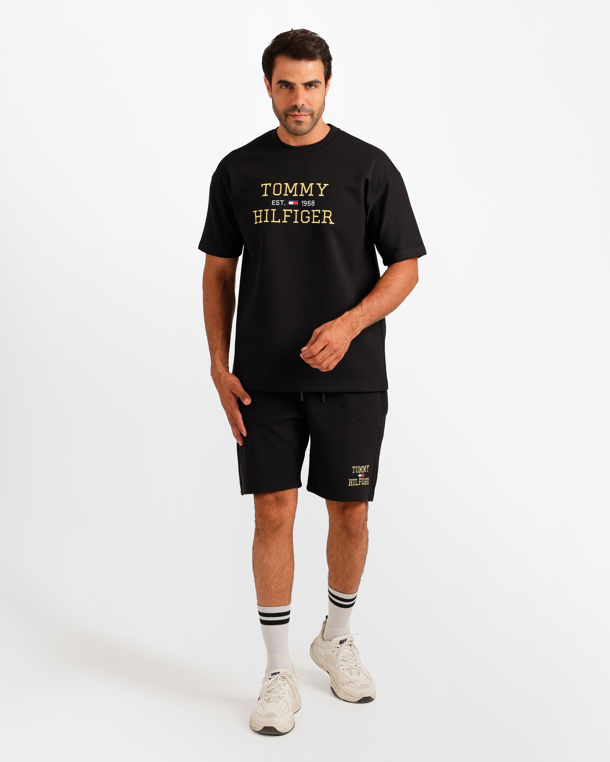Graphic Print Shorts Set - Black | ONZE Egypt Main image