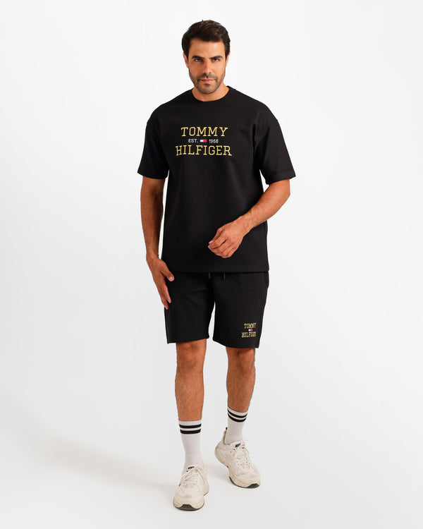 Graphic Print Shorts Set - Black | ONZE Egypt