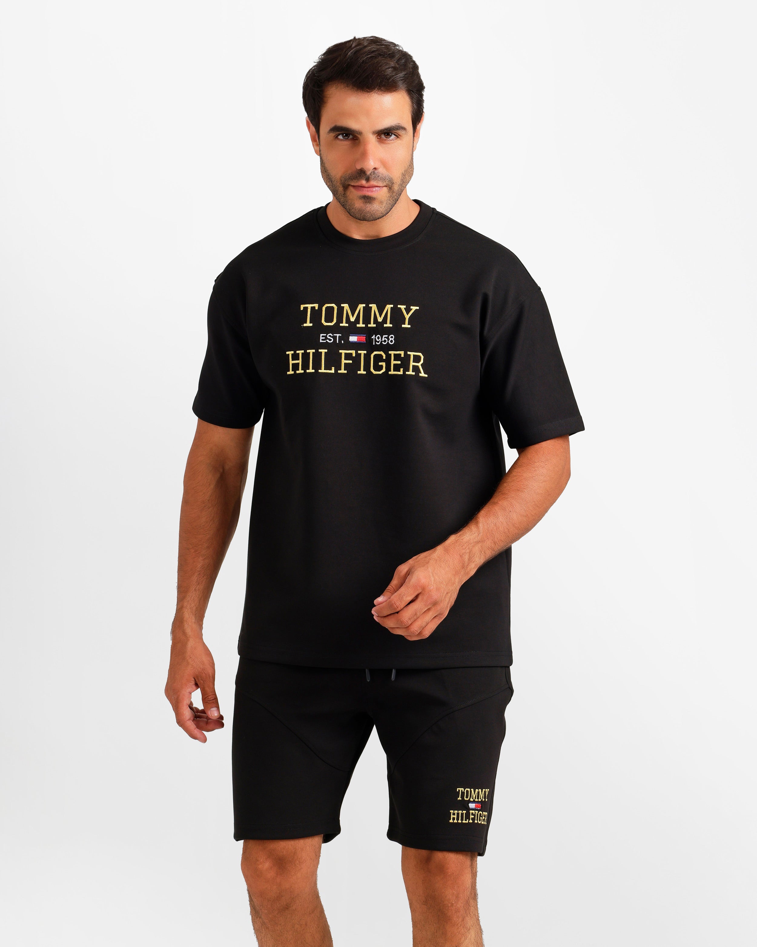 Graphic Print Shorts Set - Black | ONZE Egypt