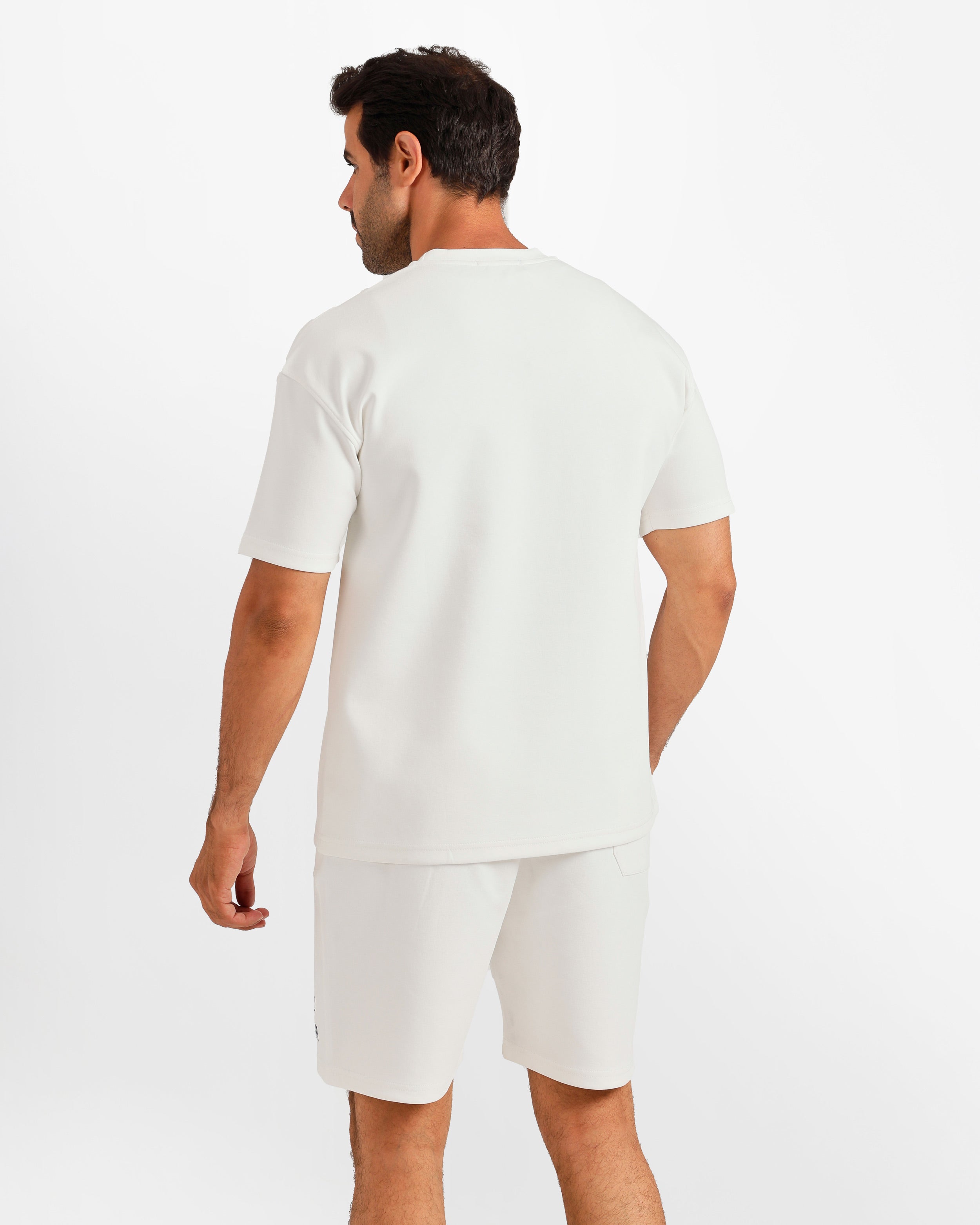 Graphic Print Shorts Set - White | ONZE Egypt