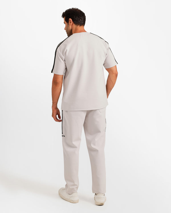 Side Stripe Streetwear Two-Piece Set - Grey | ONZE Egypt