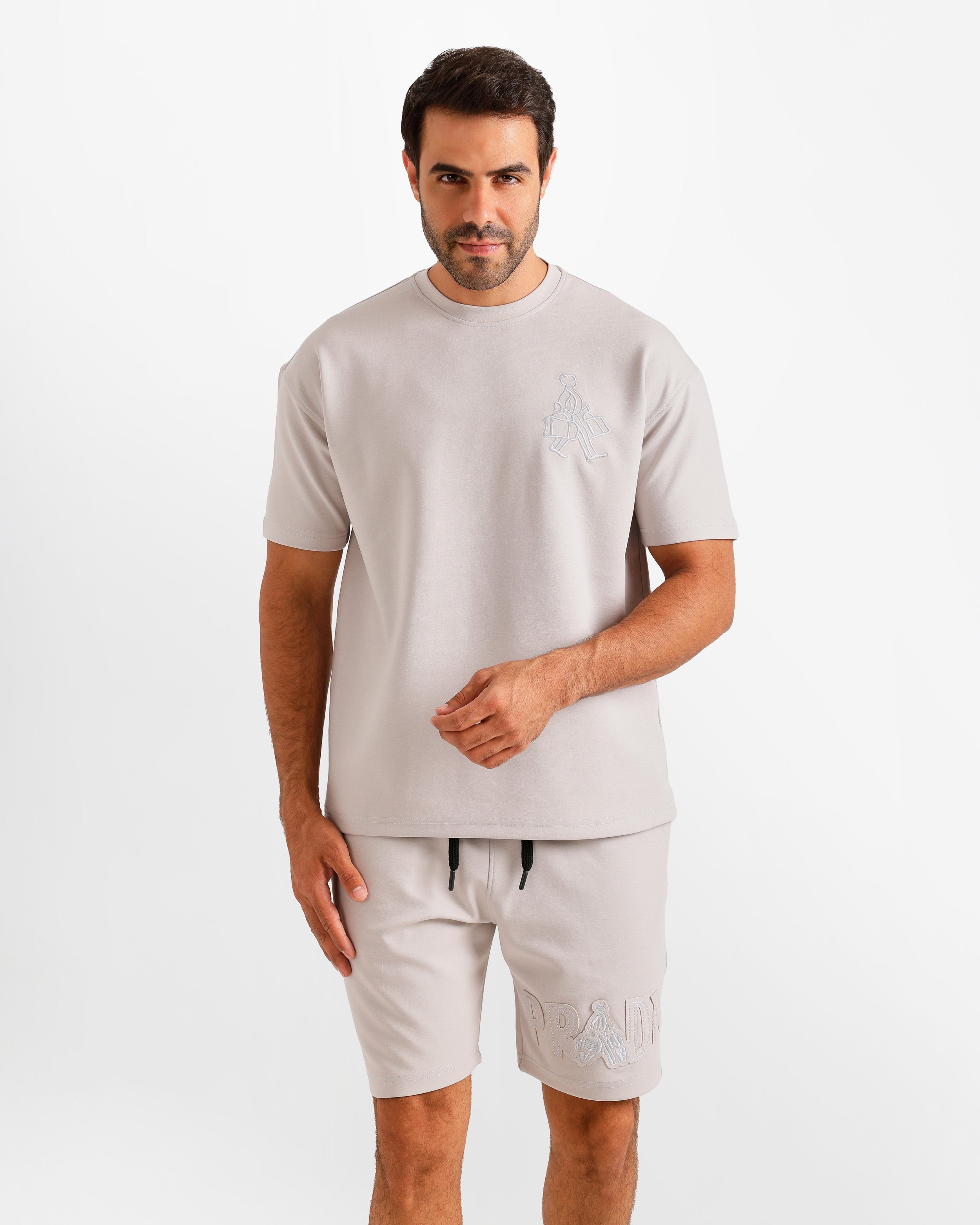 Minimal Embroidered Shorts Set Secondary image