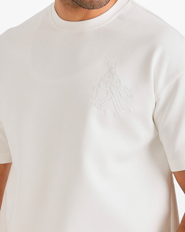 Minimal Embroidered Shorts Set - White | ONZE Egypt