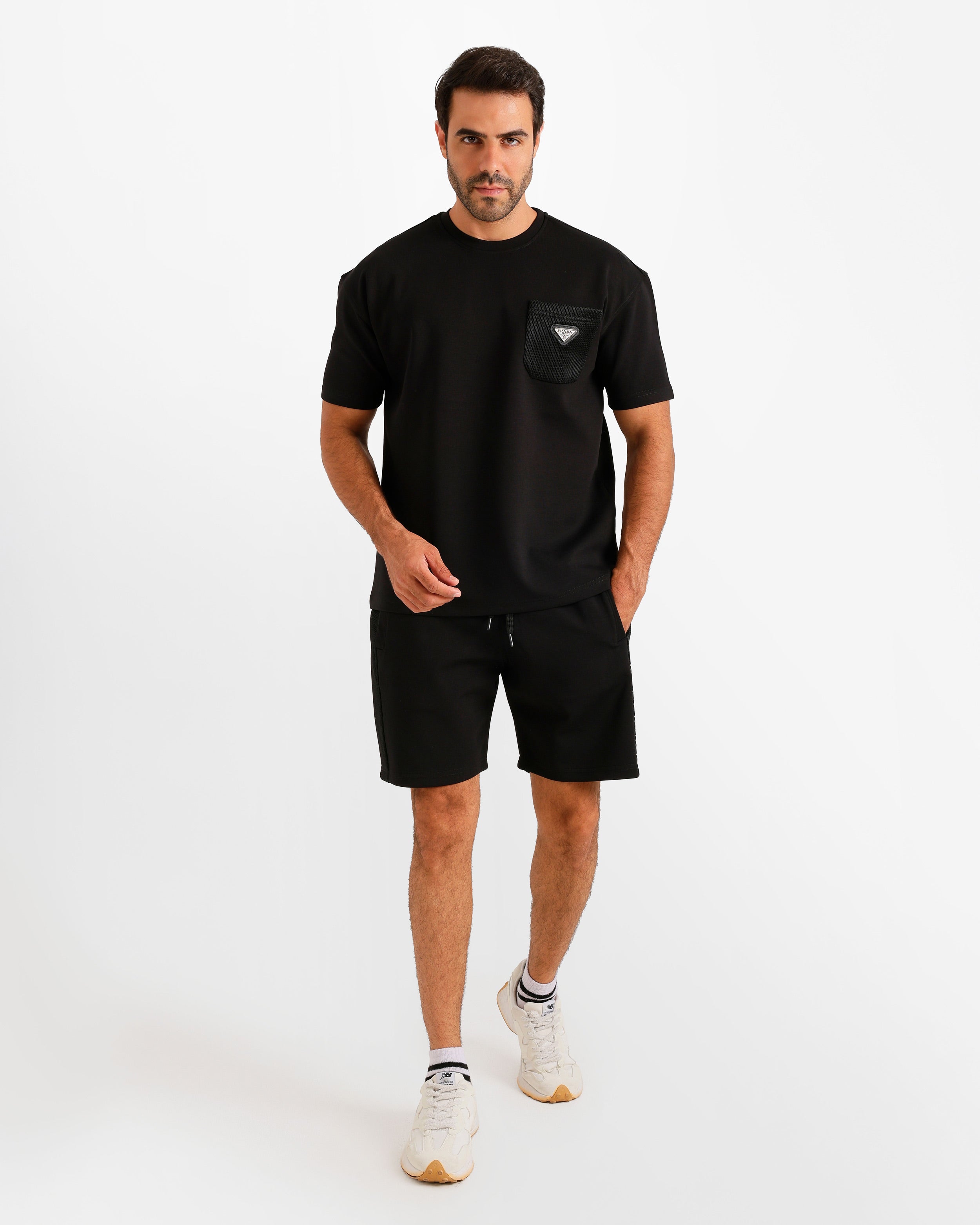 Contrast Mesh Pocket Set - Black | ONZE Egypt Main image