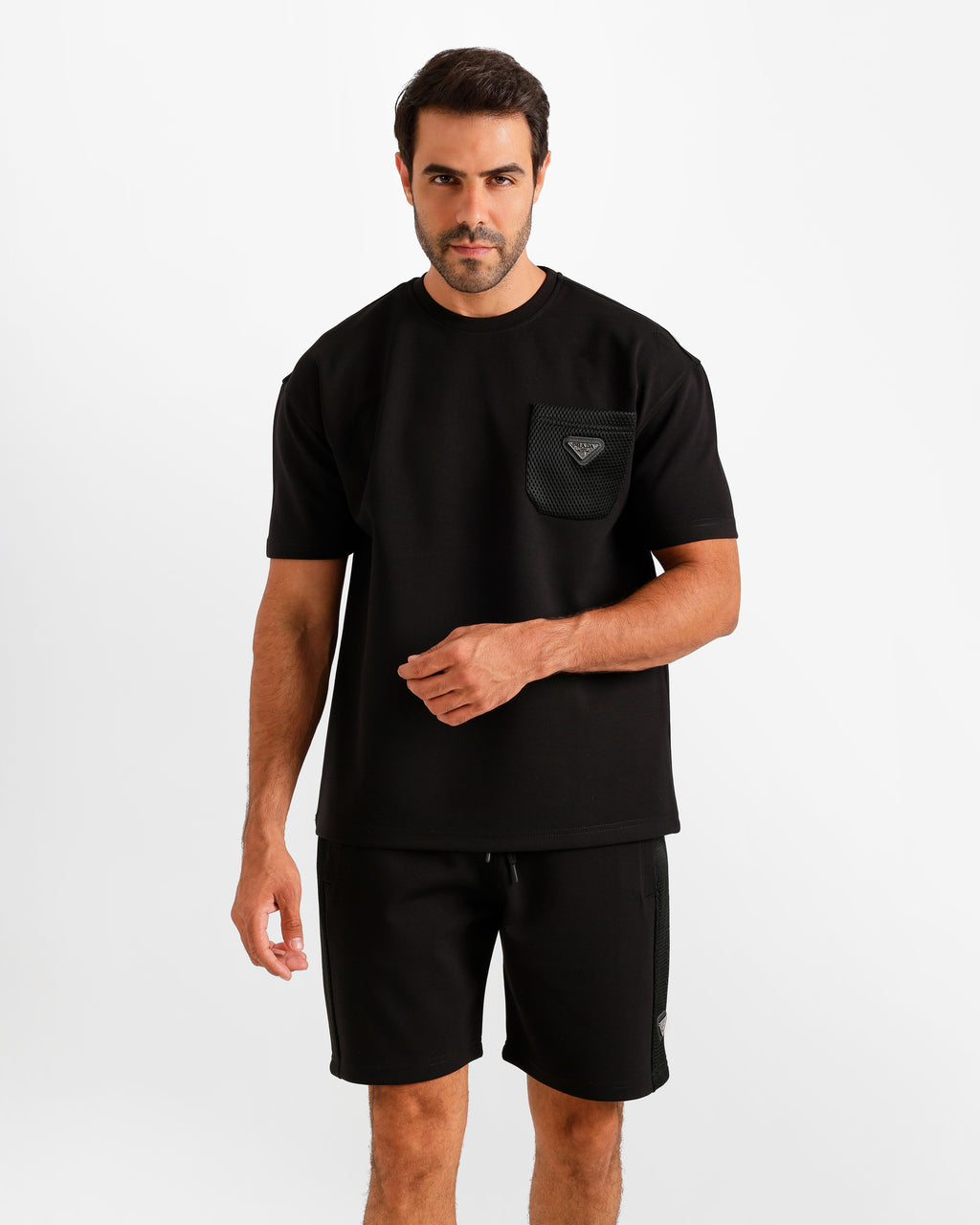 Contrast Mesh Pocket Set - Black | ONZE Egypt