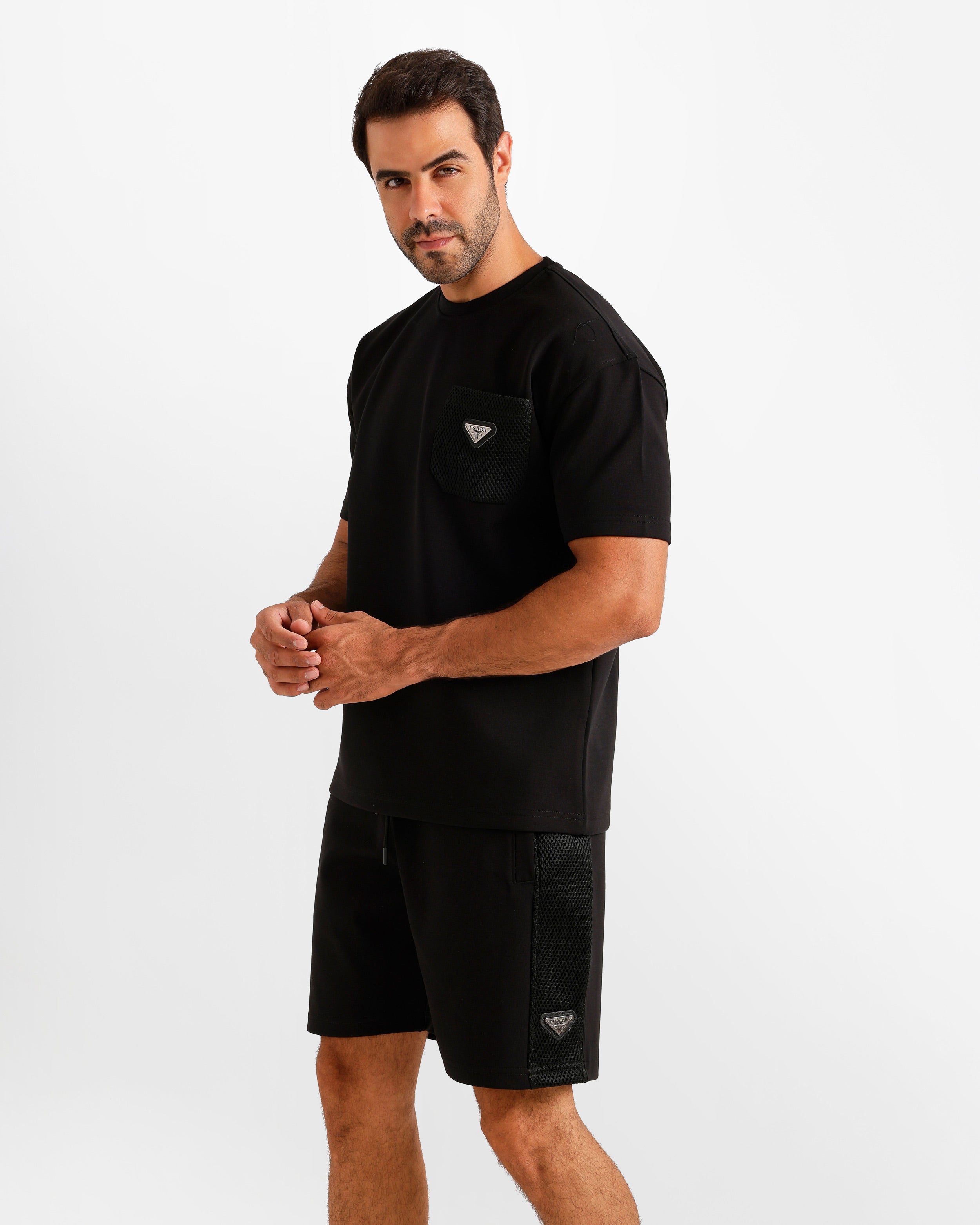 Contrast Mesh Pocket Set - Black | ONZE Egypt