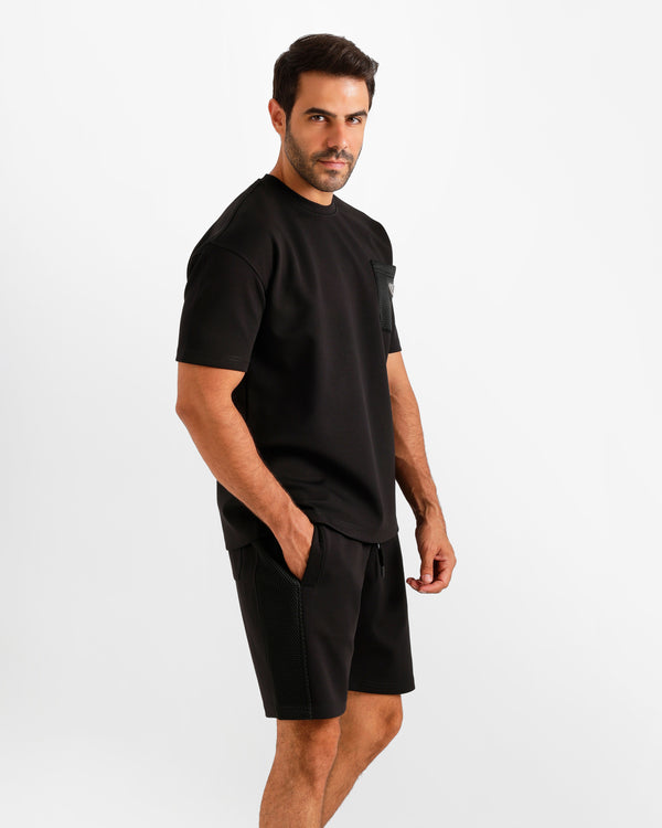 Contrast Mesh Pocket Set - Black | ONZE Egypt