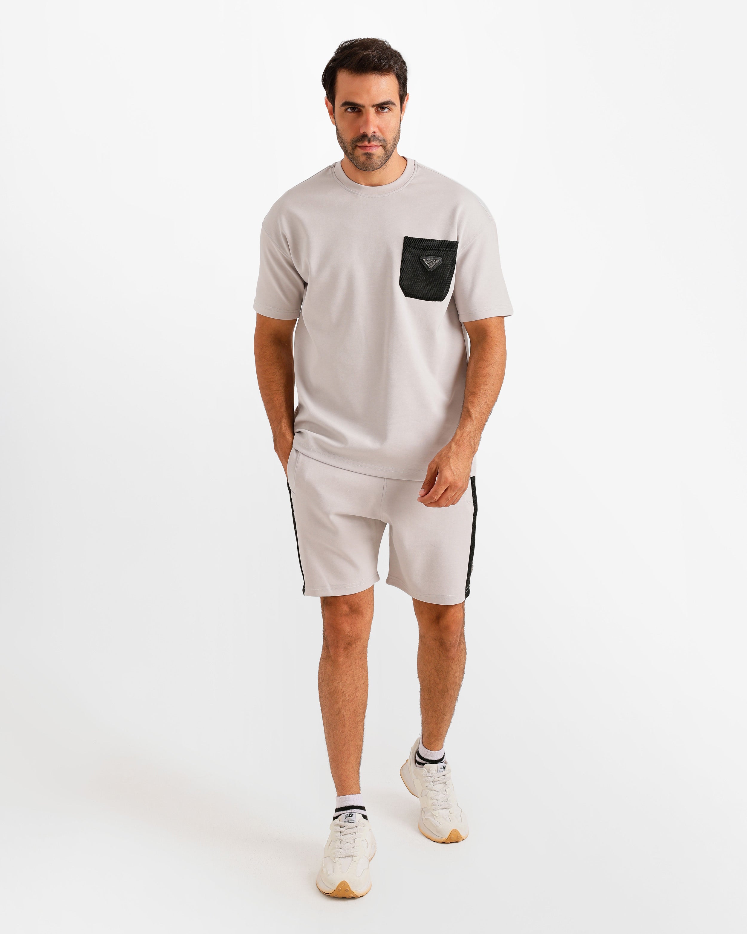 Contrast Mesh Pocket Set - Grey | ONZE Egypt Main image