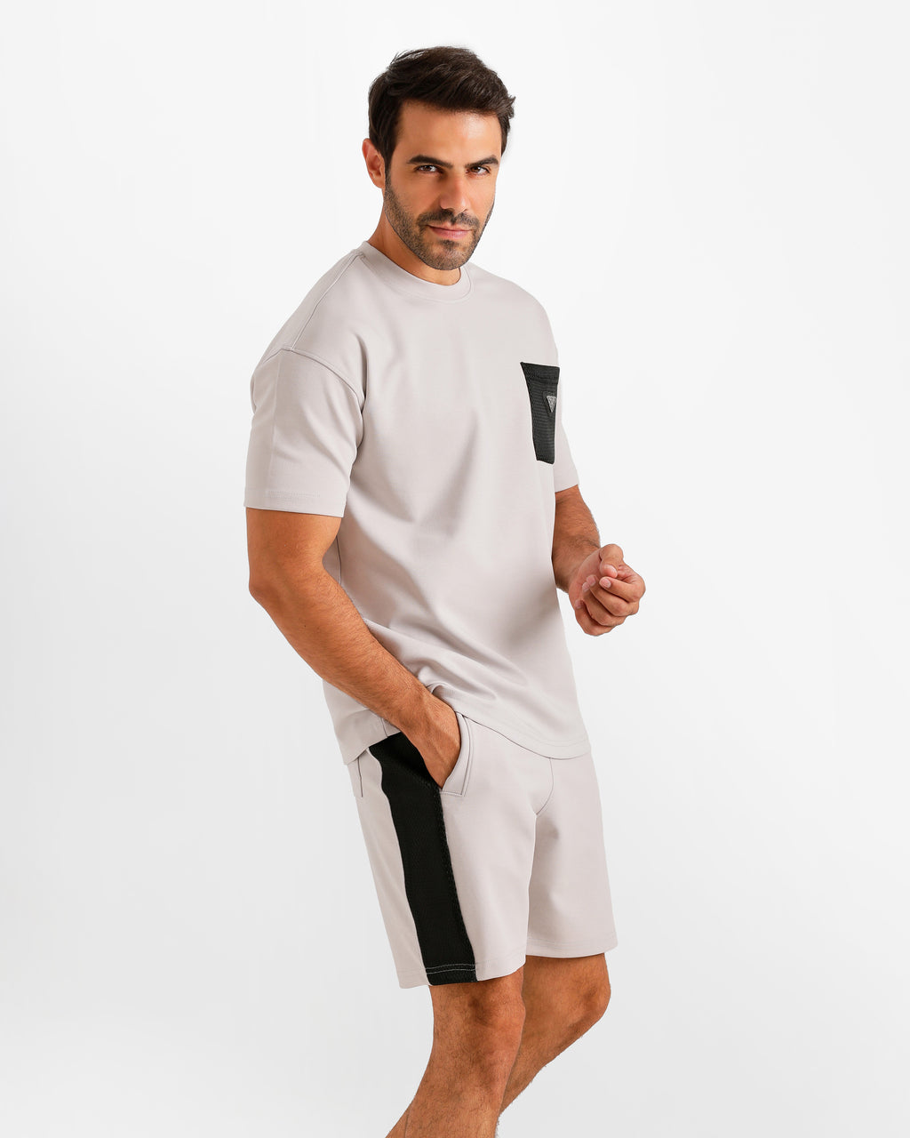 Contrast Mesh Pocket Set - Grey | ONZE Egypt
