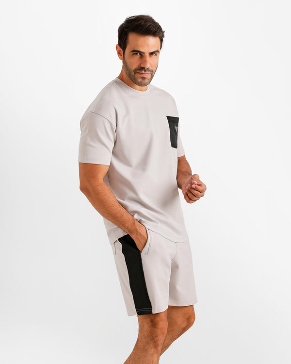 Contrast Mesh Pocket Set - Grey | ONZE Egypt
