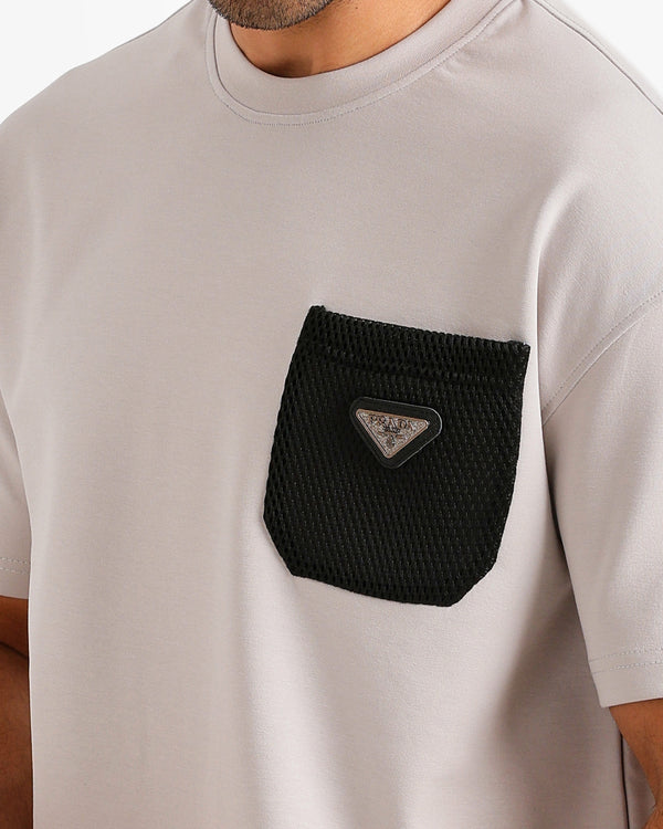 Contrast Mesh Pocket Set - Grey | ONZE Egypt