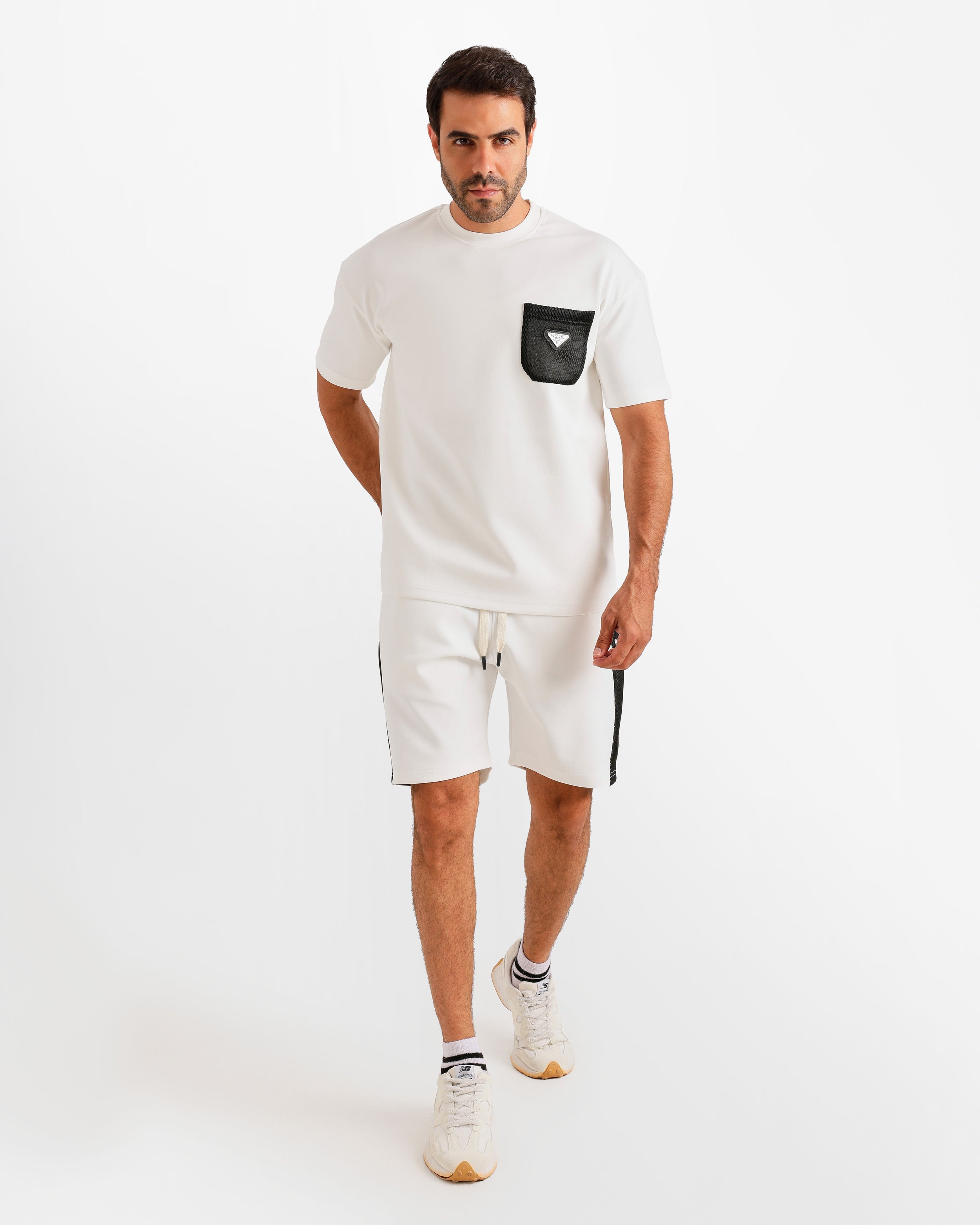 Contrast Mesh Pocket Set - White | ONZE Egypt Main image