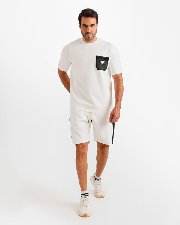 Contrast Mesh Pocket Set - White | ONZE Egypt