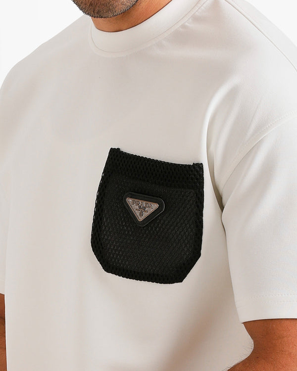 Contrast Mesh Pocket Set - White | ONZE Egypt