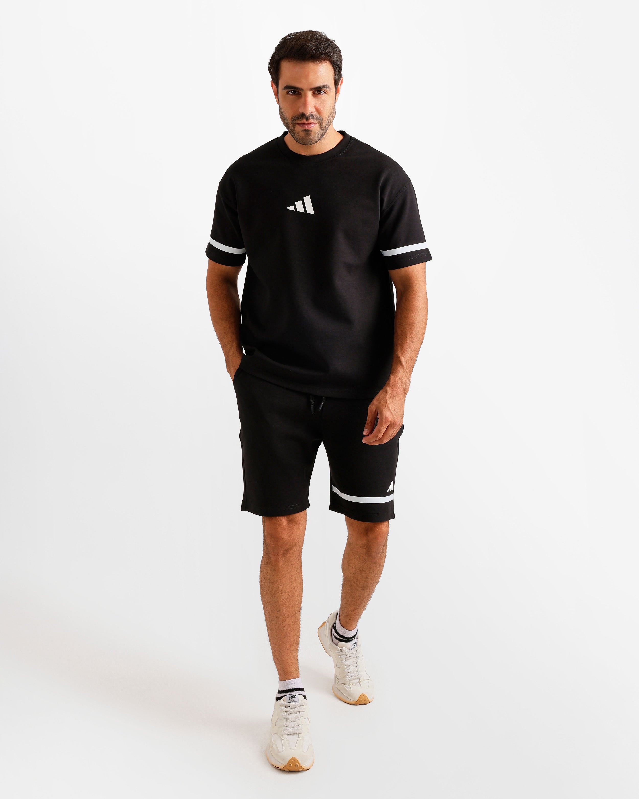 Sport Stripe Shorts Set - Black | ONZE Egypt Main image