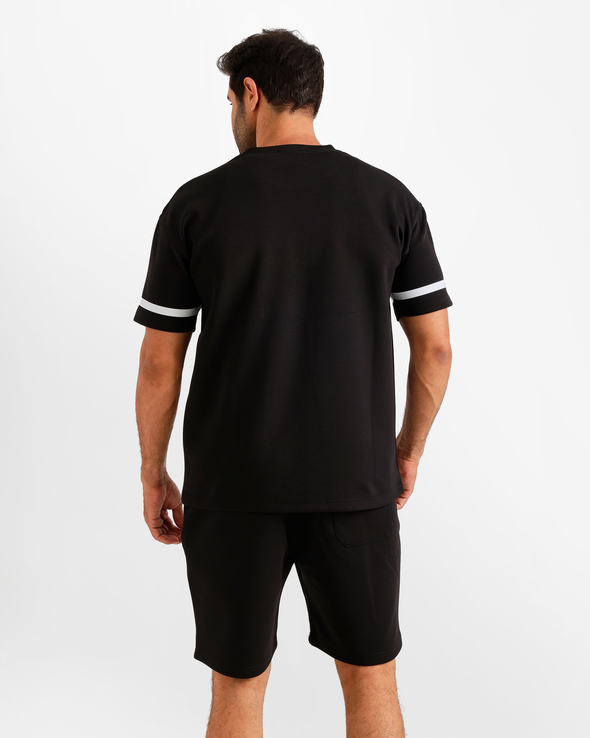 Sport Stripe Shorts Set - Black | ONZE Egypt