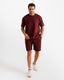 Sport Stripe Shorts Set - Burgundy | ONZE Egypt