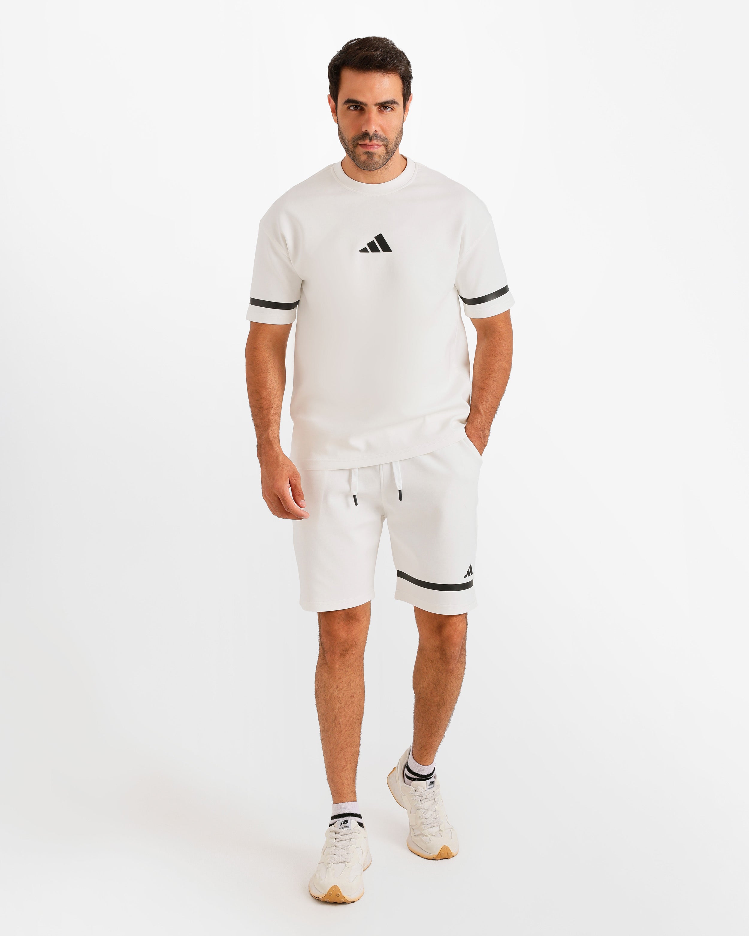Sport Stripe Shorts Set - White | ONZE Egypt Main image