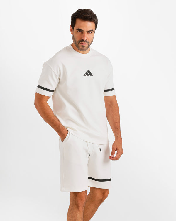 Sport Stripe Shorts Set - White | ONZE Egypt