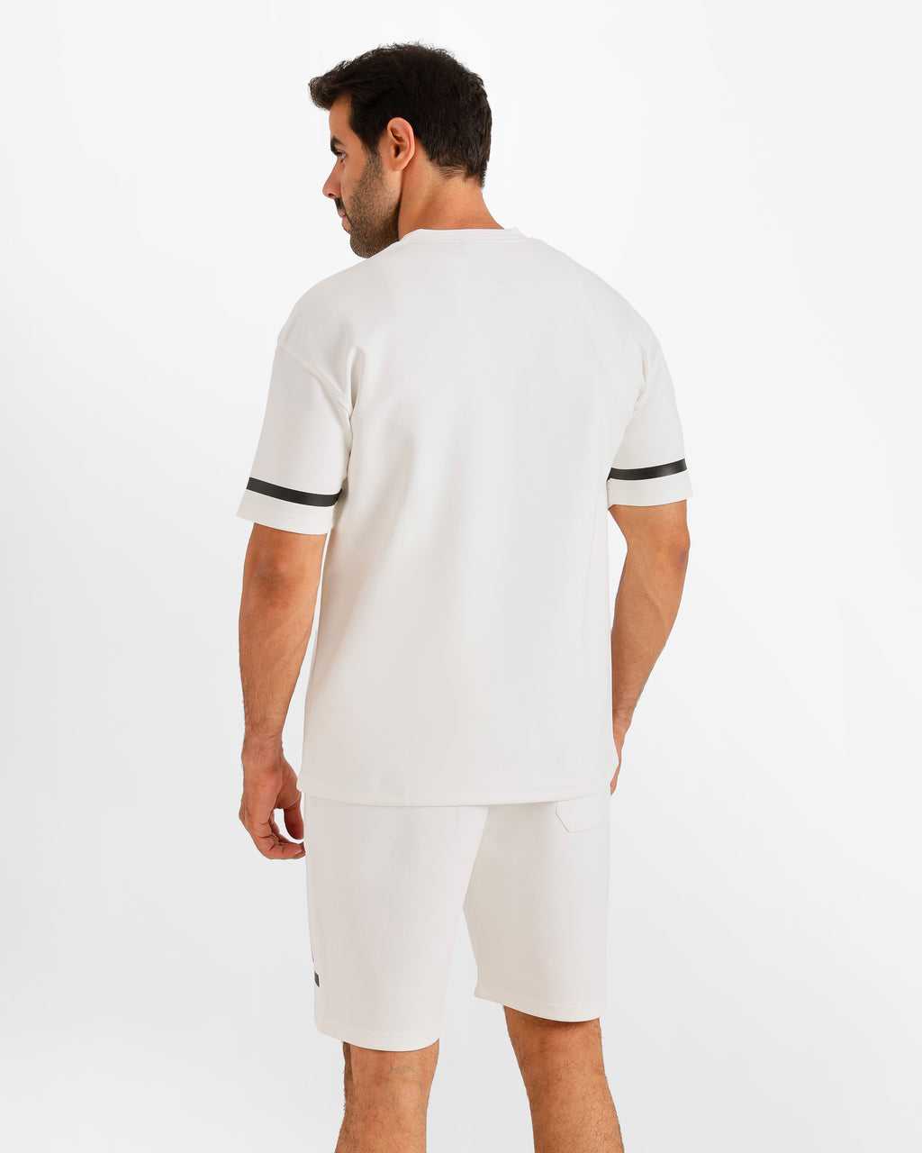 Sport Stripe Shorts Set - White | ONZE Egypt