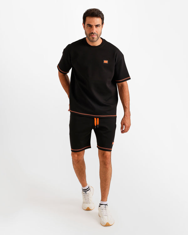 Minimal Patch Shorts Set - Black | ONZE Egypt