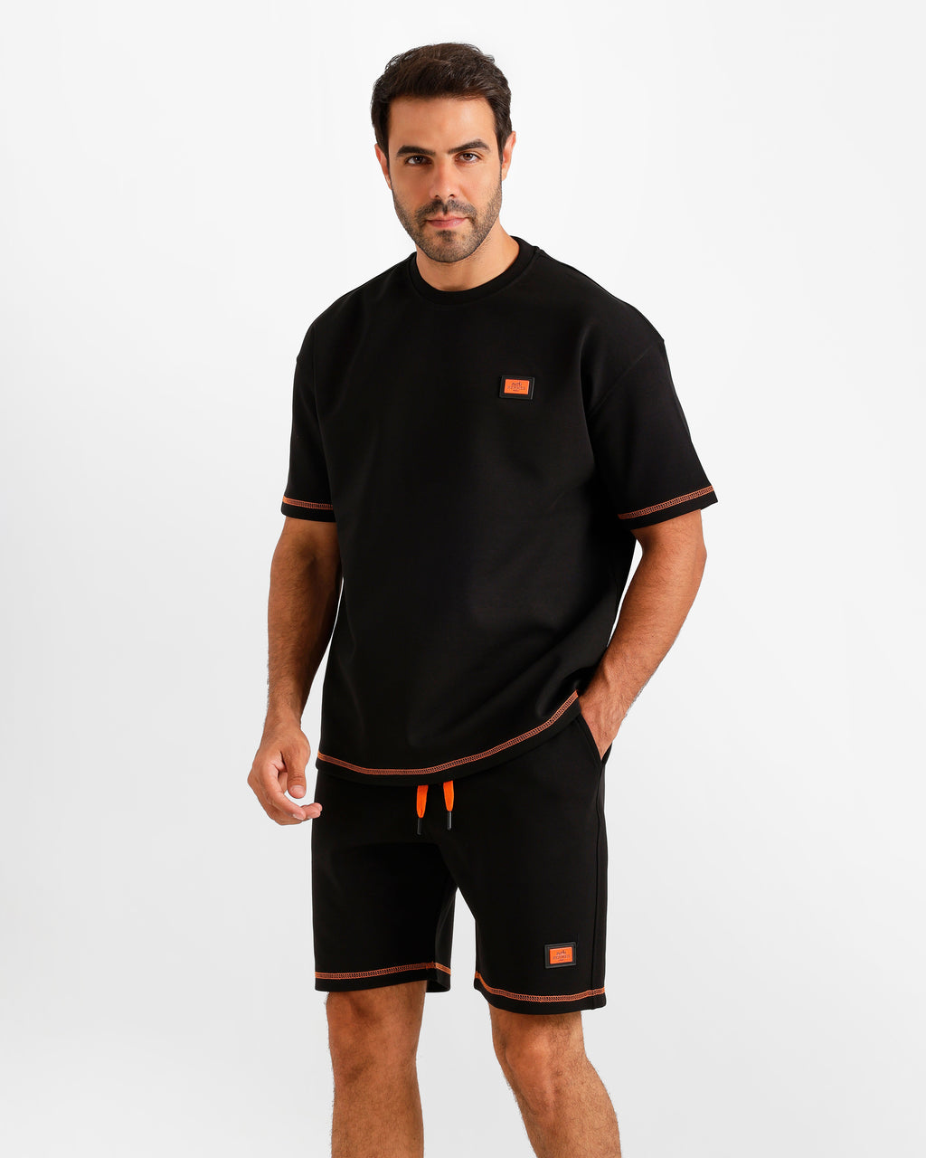 Minimal Patch Shorts Set - Black | ONZE Egypt