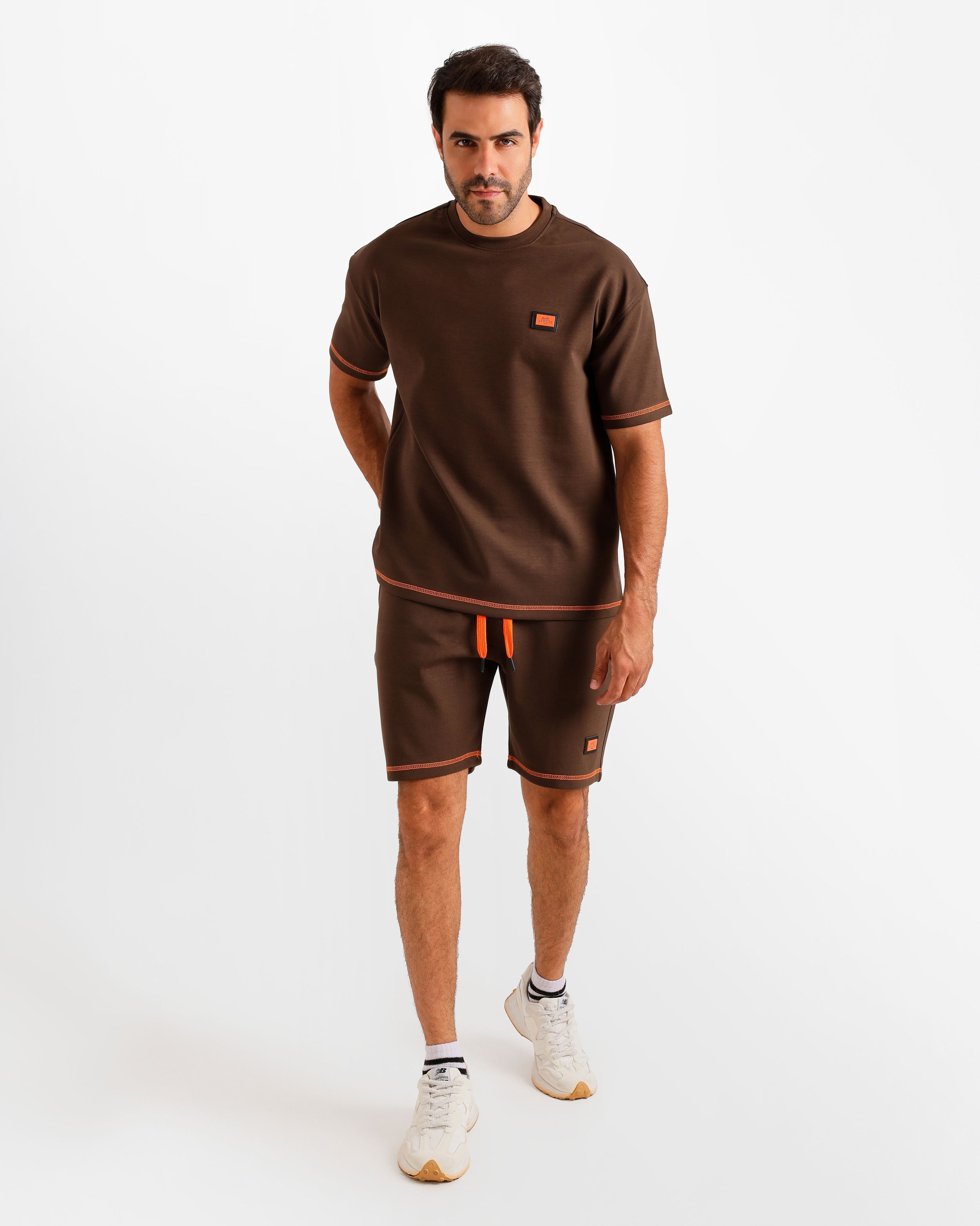 Minimal Patch Shorts Set - Brown | ONZE Egypt Main image