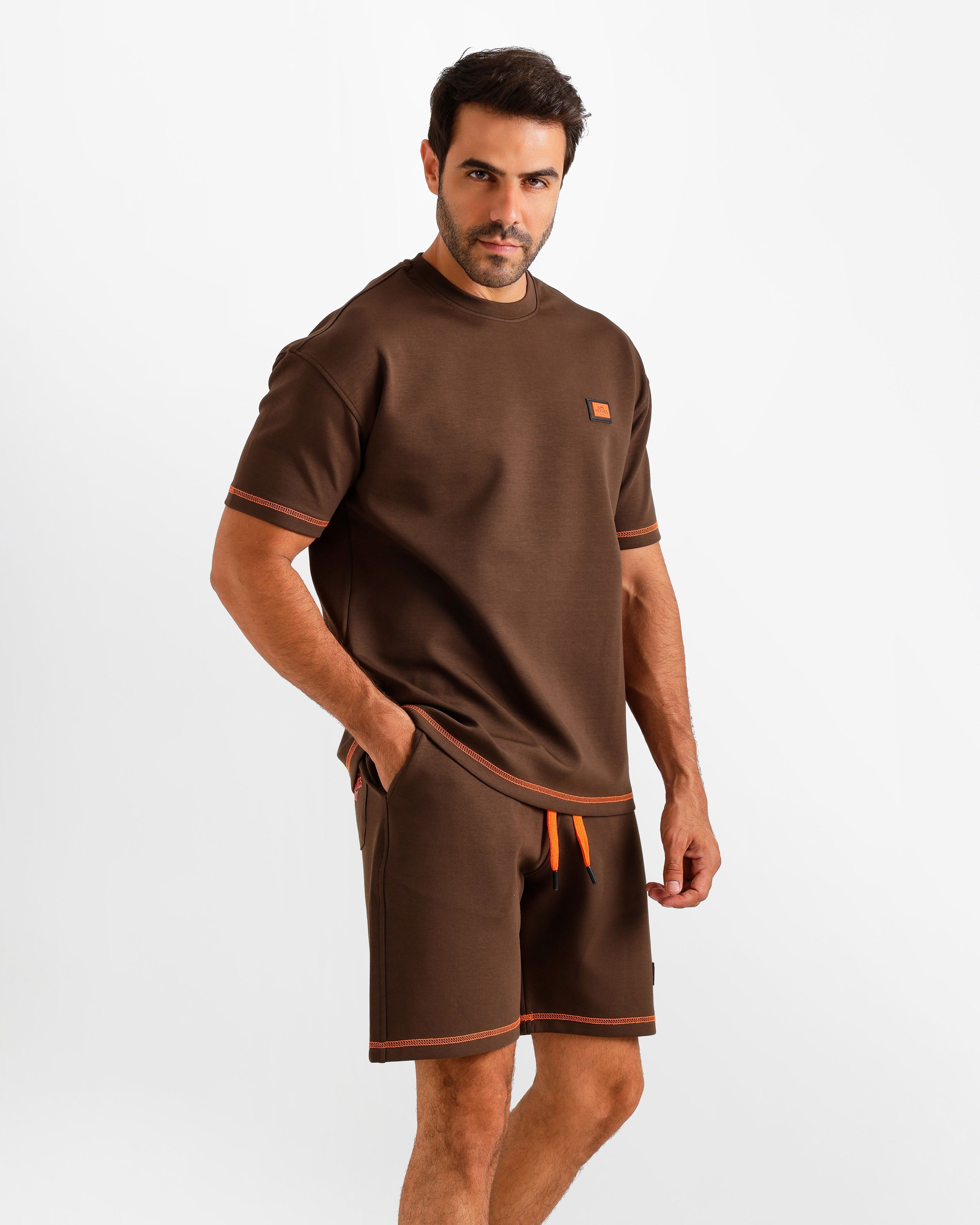 Minimal Patch Shorts Set - Brown | ONZE Egypt