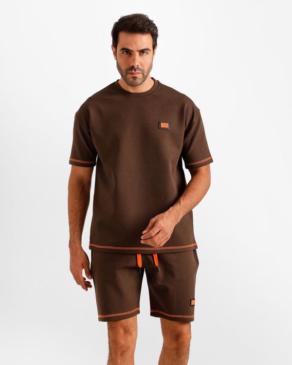 Minimal Patch Shorts Set - Brown | ONZE Egypt