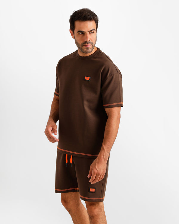 Minimal Patch Shorts Set - Brown | ONZE Egypt