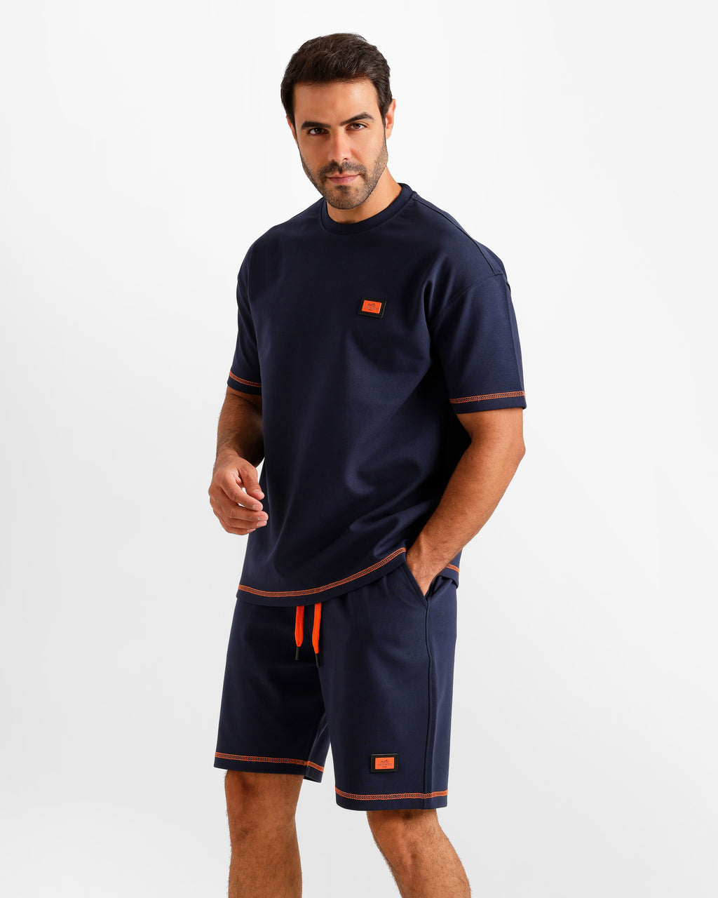 Minimal Patch Shorts Set - Dark Blue | ONZE Egypt
