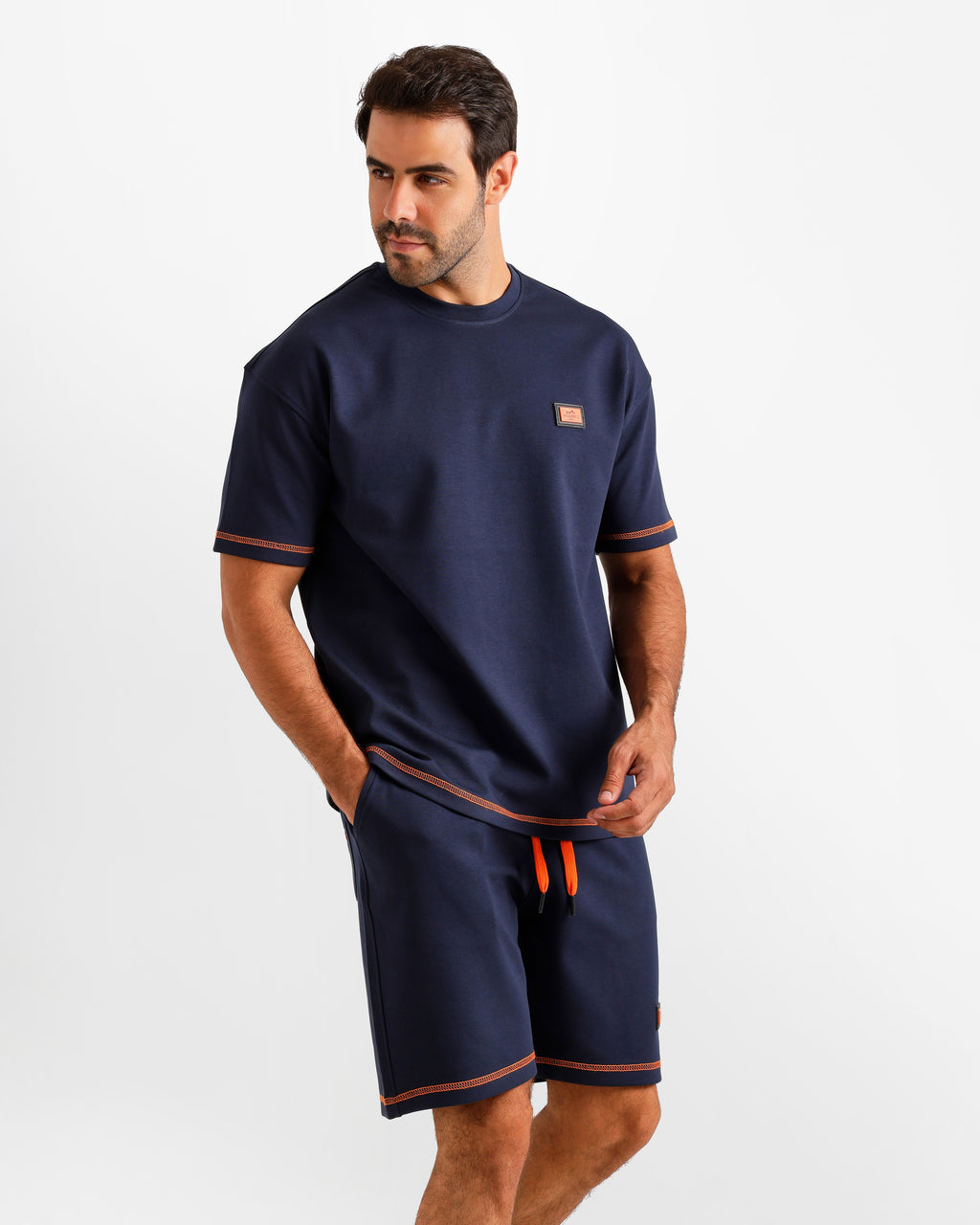 Minimal Patch Shorts Set - Dark Blue | ONZE Egypt
