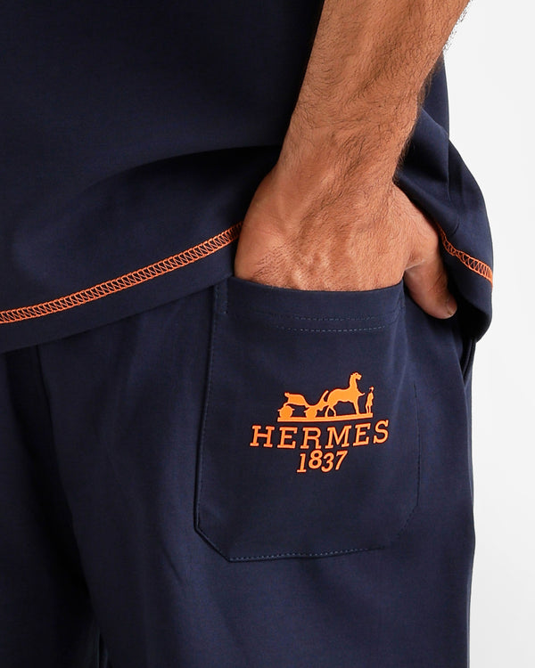 Minimal Patch Shorts Set - Dark Blue | ONZE Egypt